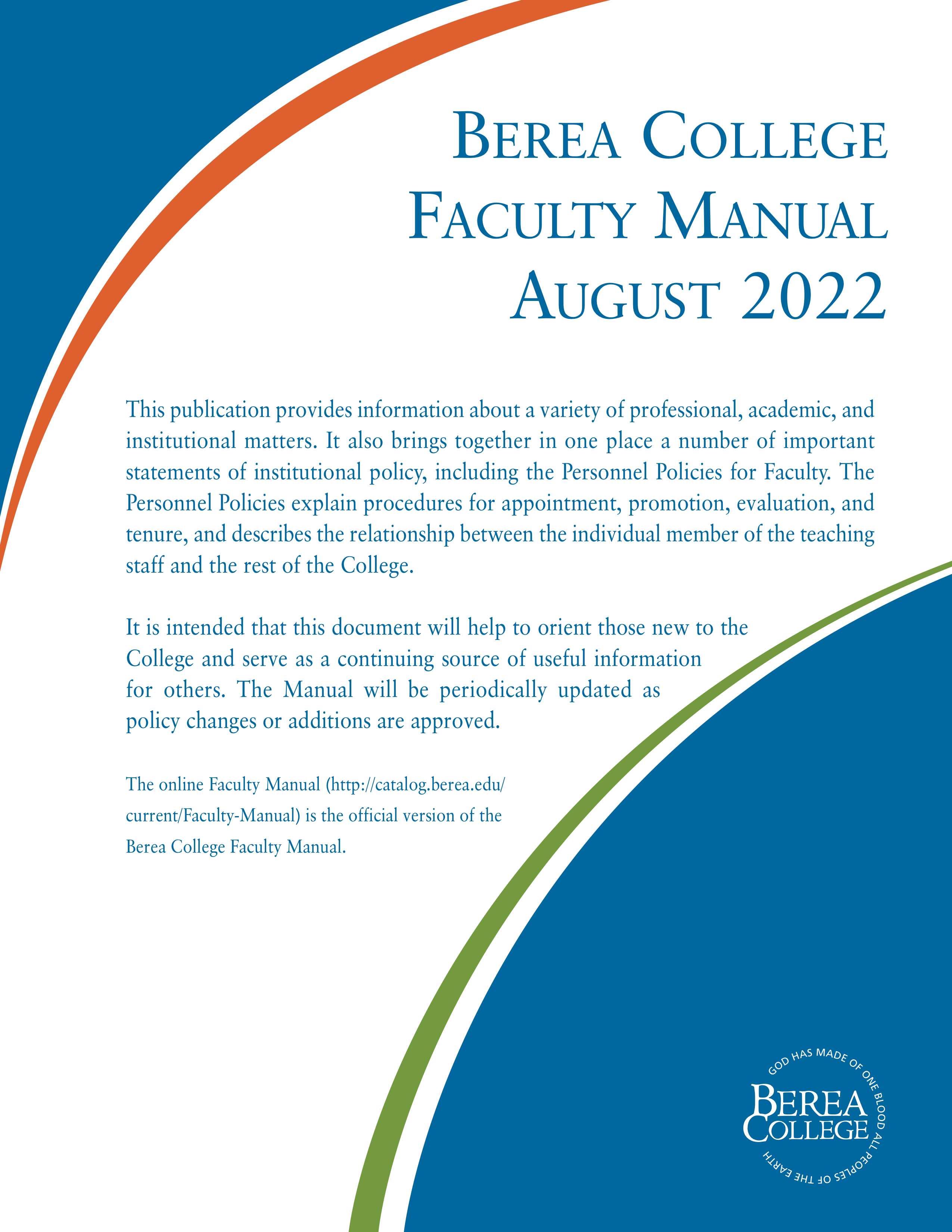 Faculty Manual Cover Page